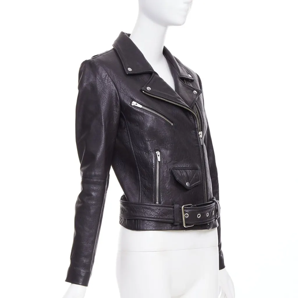 Unsigned Black Leather Leather Jacket Black Leather Very good - Model View