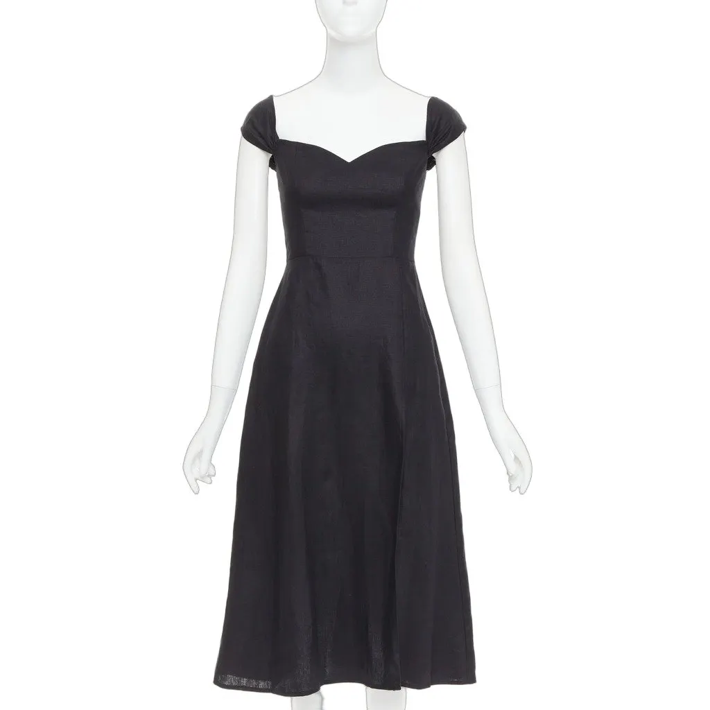 Reformation Bridgton Black Linen Never worn, with tag - Front View