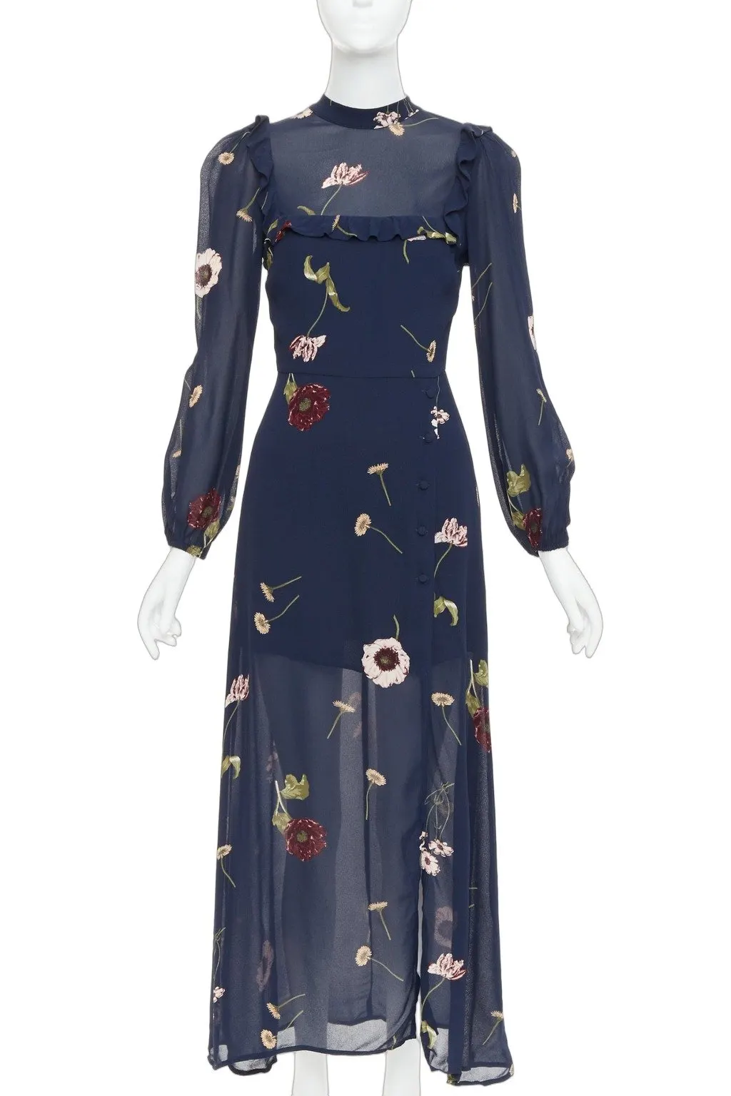 Reformation Gillian Navy Viscose Never worn, with tag - Front View