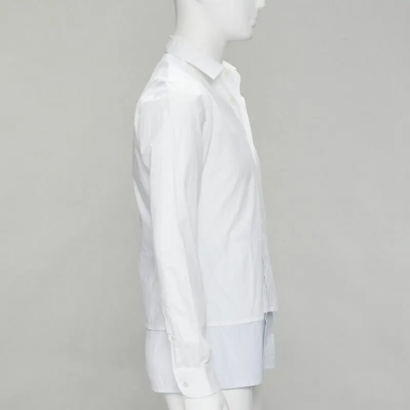 Raf Simons Layered Hem Shirt White Cotton Never worn - Model View