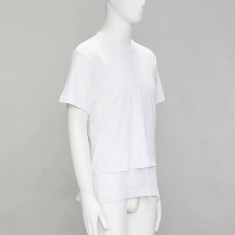 Comme des Garçons Fishnet Hem T-Shirt White Cotton Never worn - Model View