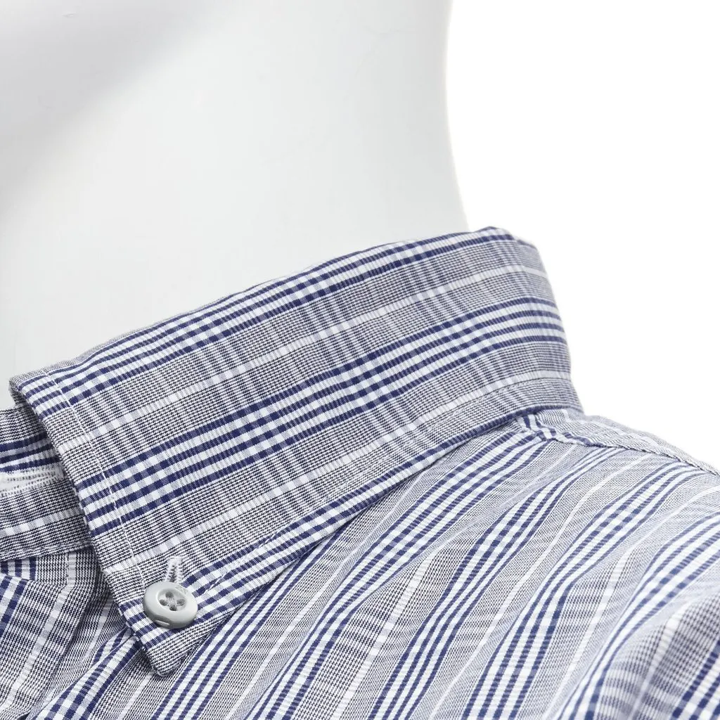 Ermenegildo Zegna Check Slim Shirt Grey Cotton Never worn, with tag - Back View