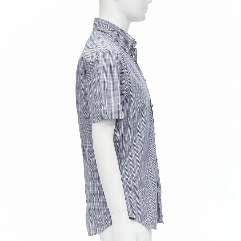 Ermenegildo Zegna Check Slim Shirt Grey Cotton Never worn, with tag - Model View