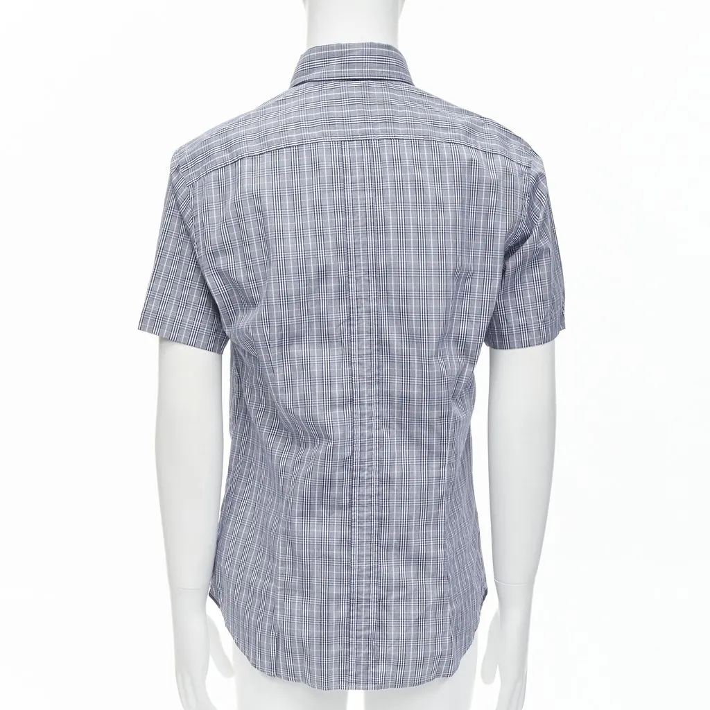Ermenegildo Zegna Check Slim Shirt Grey Cotton Never worn, with tag - Box View