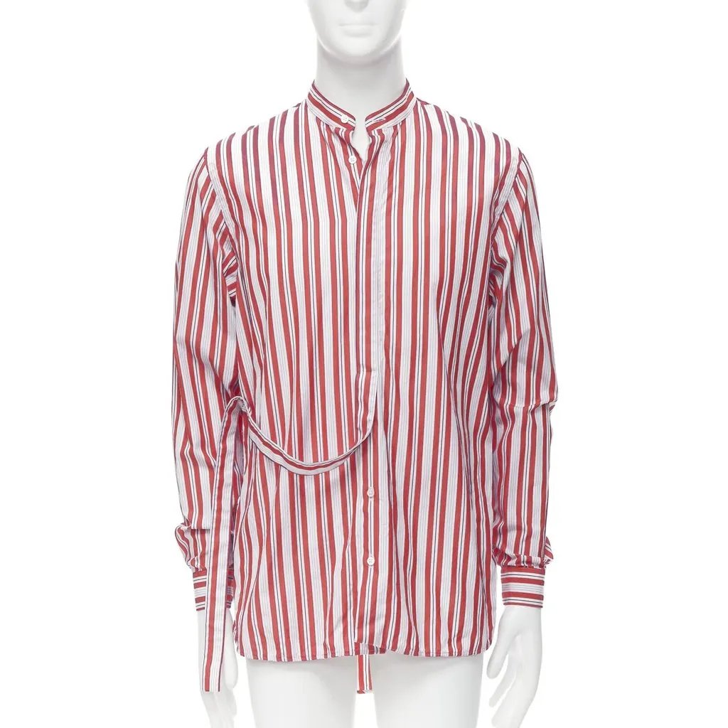 Jil Sander Striped Placket Shirt Red Cotton Good - Front View