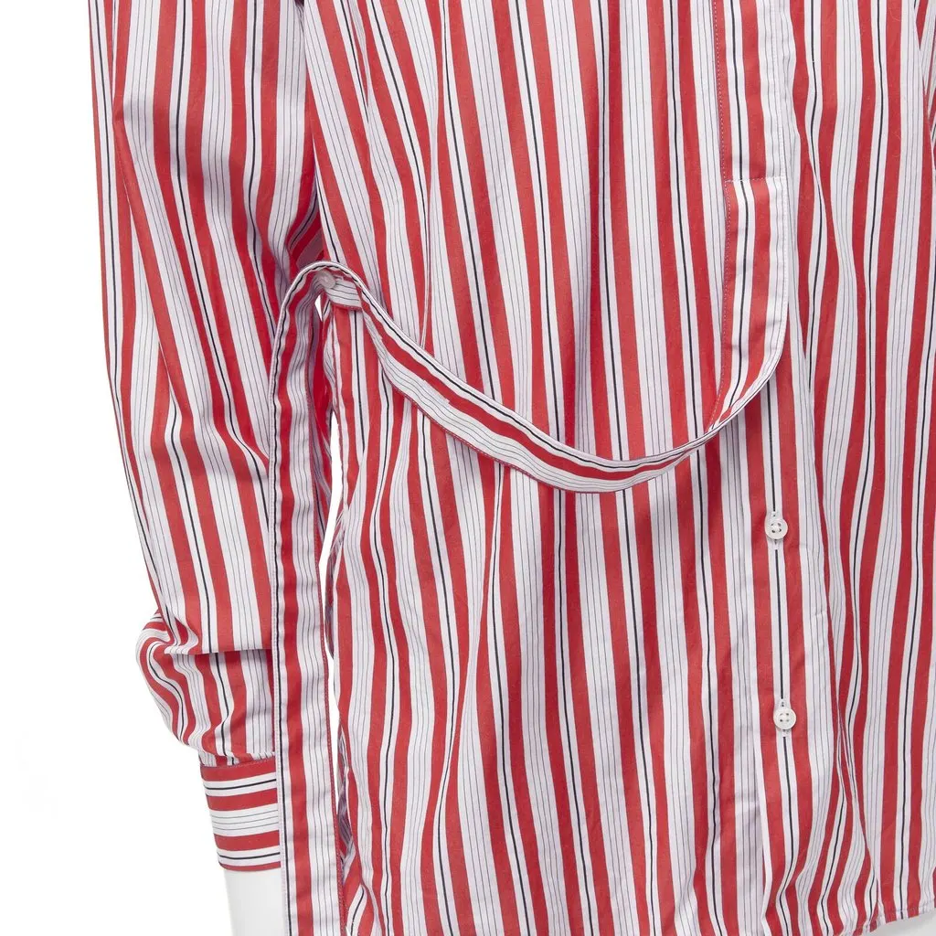 Jil Sander Striped Placket Shirt Red Cotton Good - Back View