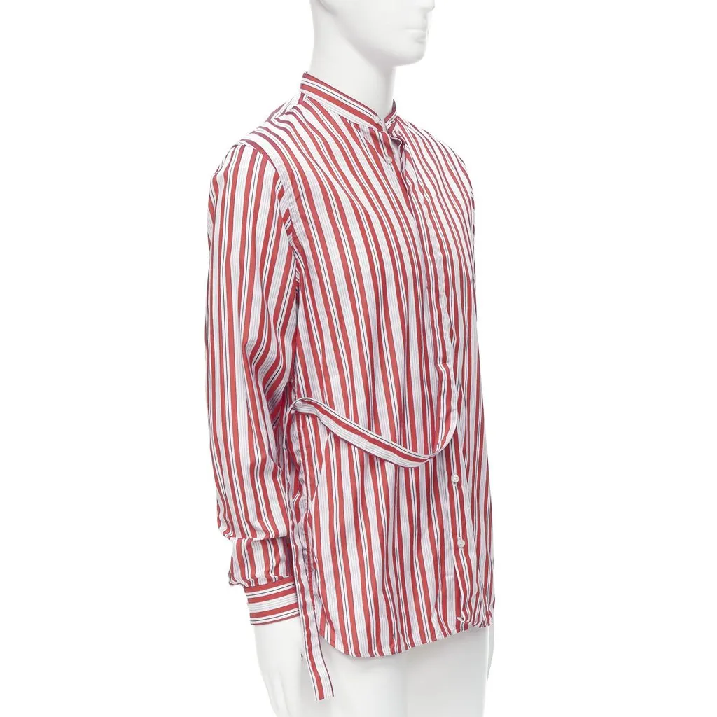 Jil Sander Striped Placket Shirt Red Cotton Good - Inside View