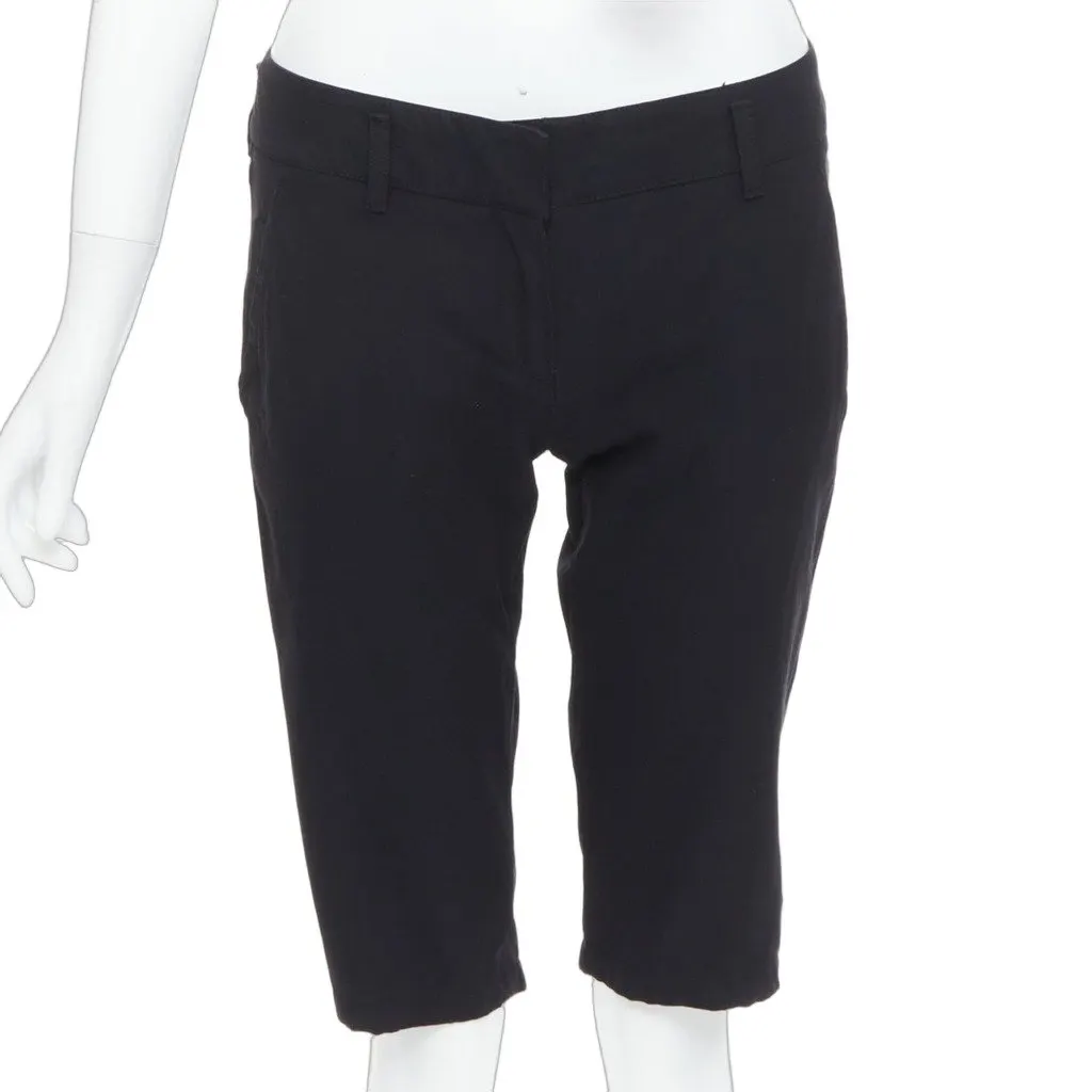 Prada Logo Cropped Shorts Black Viscose Very good - Front View