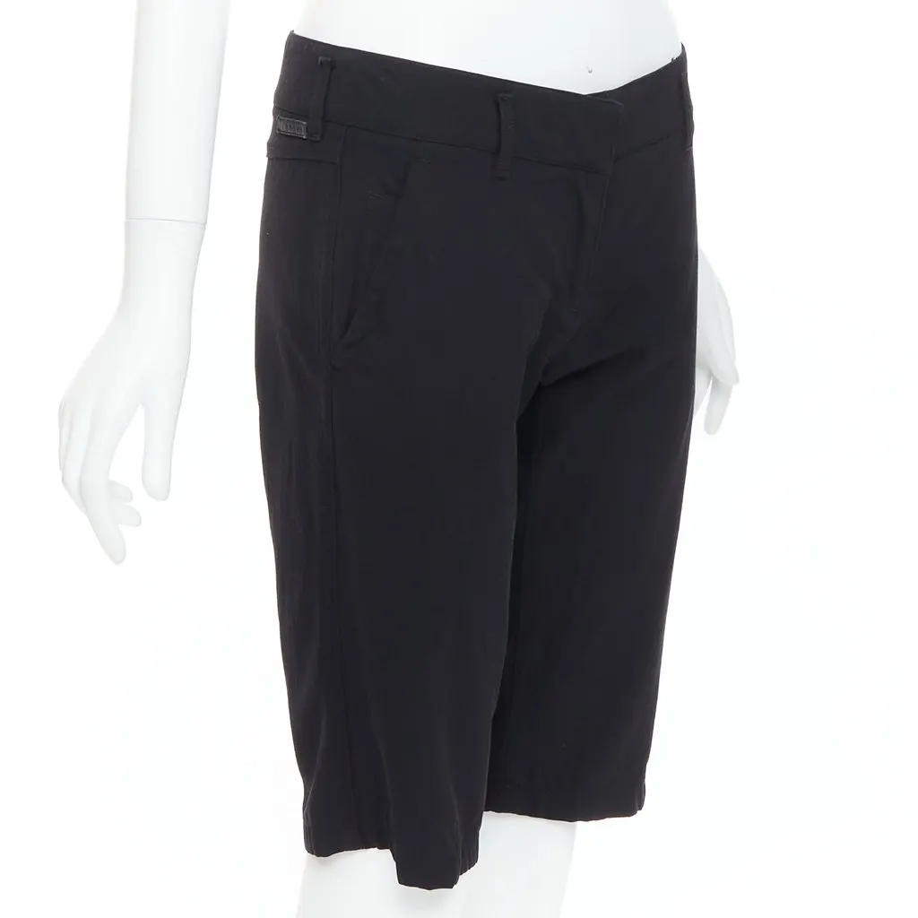 Prada Logo Cropped Shorts Black Viscose Very good - Inside View