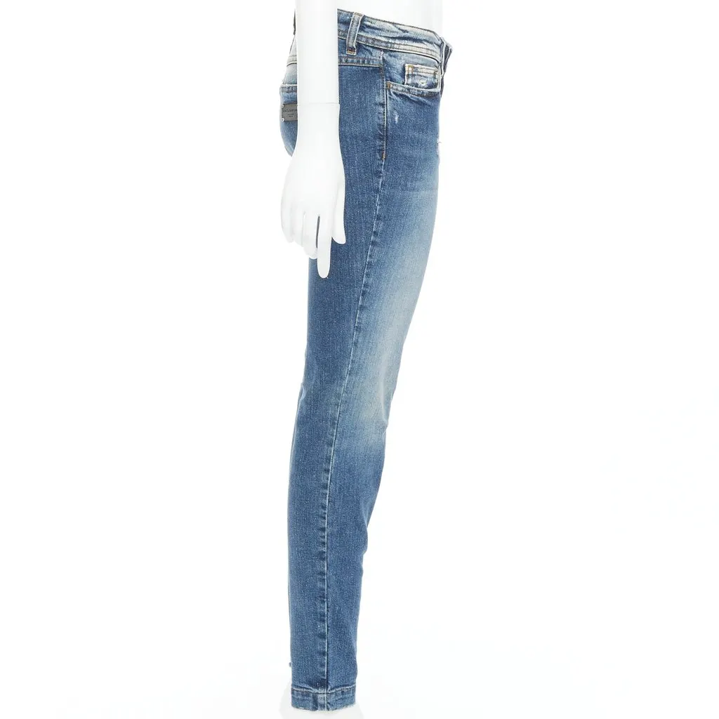 Dolce & Gabbana Distressed Matte Jeans Blue Very good - Model View