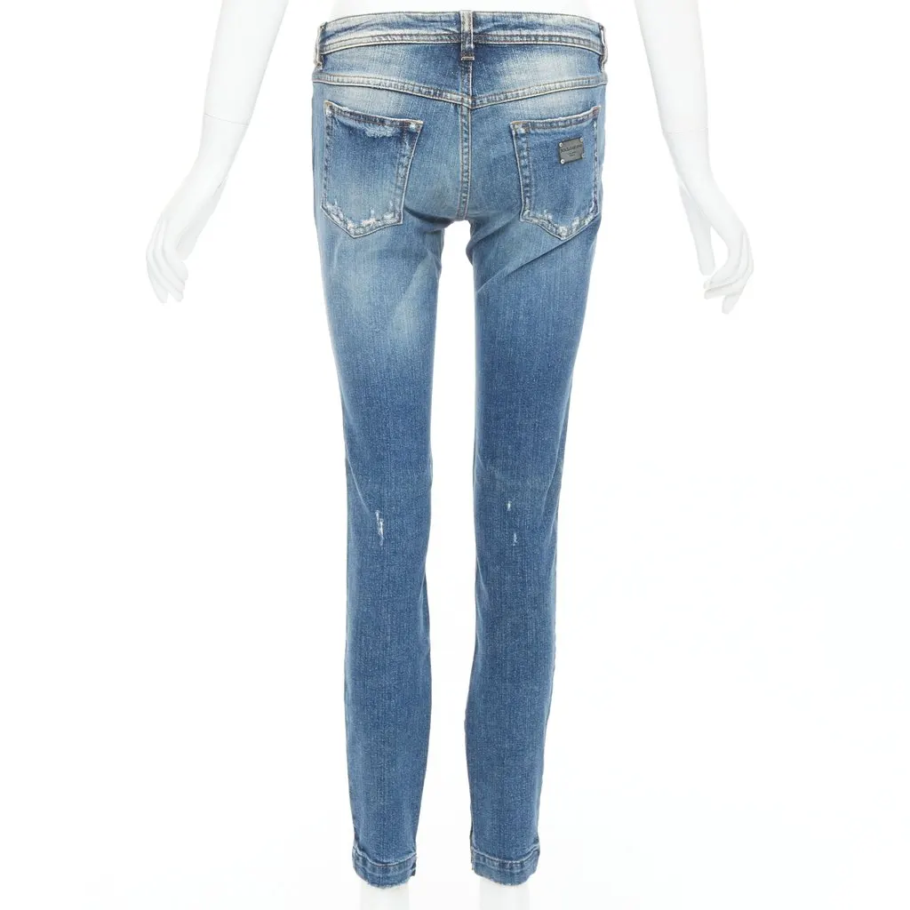 Dolce & Gabbana Distressed Matte Jeans Blue Very good - Box View