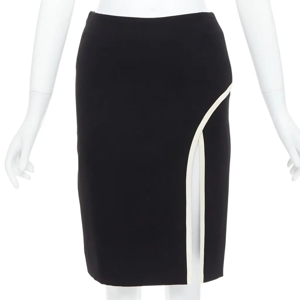 Lanvin Trim Slit Skirt Black Polyester Very good - Front View