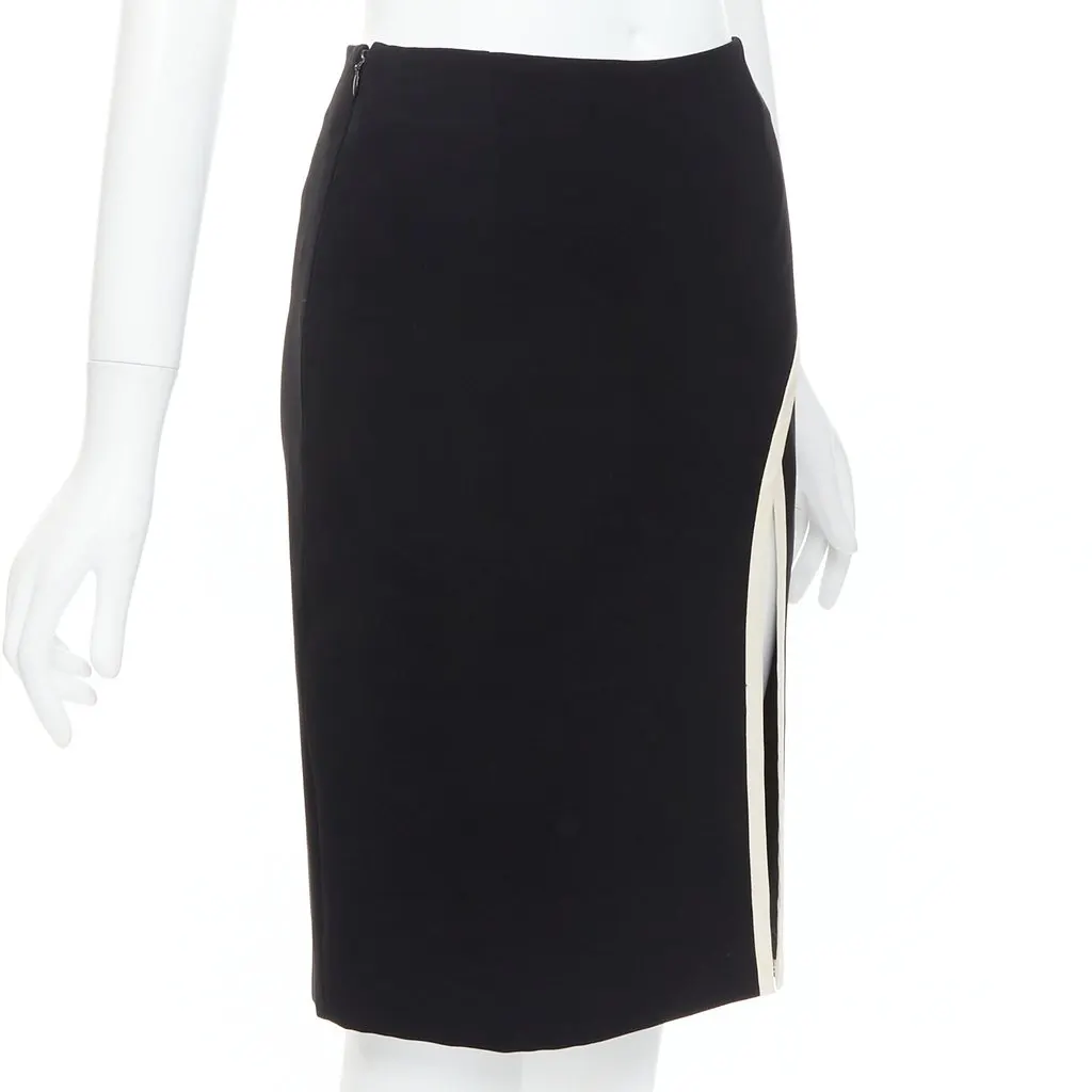 Lanvin Trim Slit Skirt Black Polyester Very good - Inside View