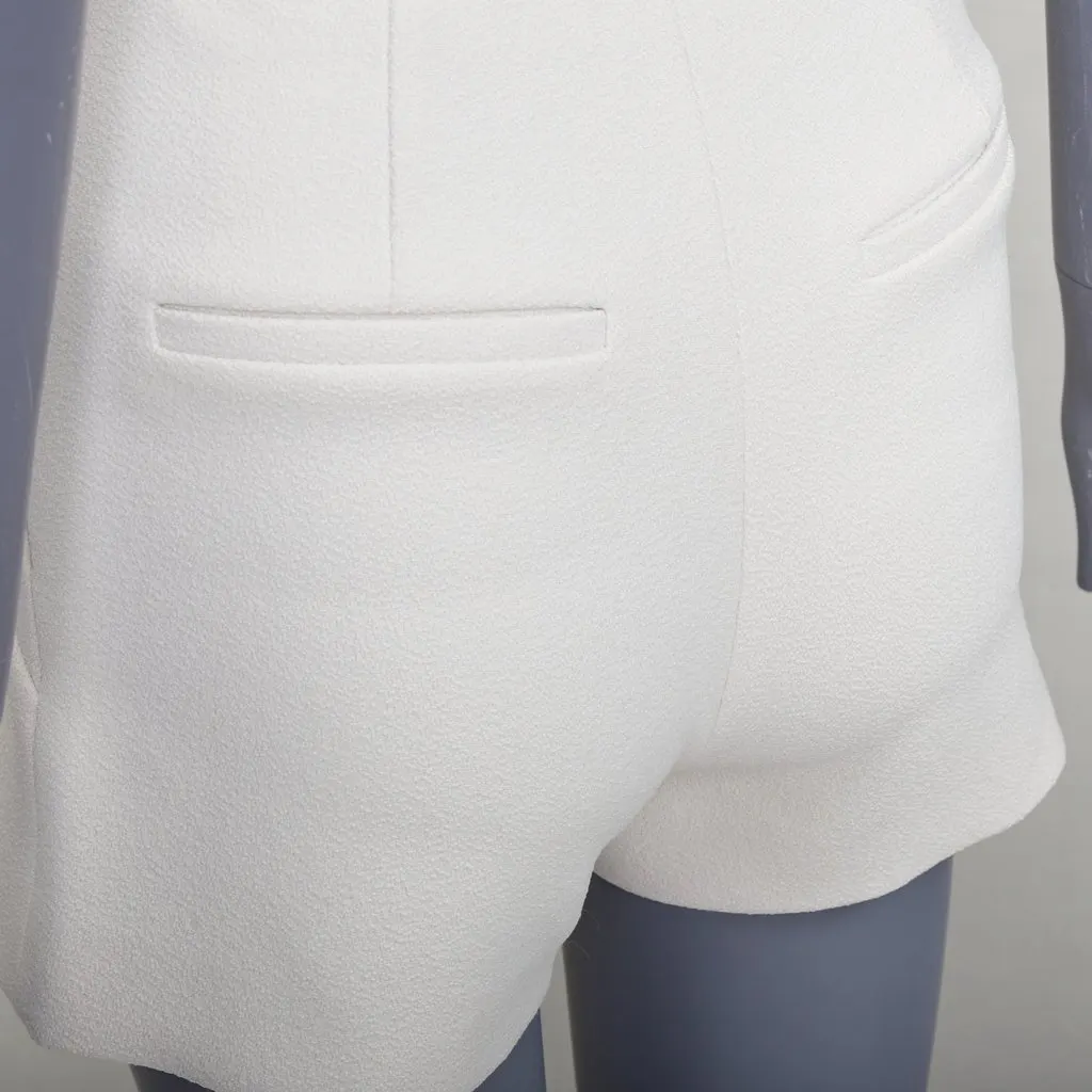 Balenciaga Dart Pleated Shorts Ecru Polyester Fair - Back View