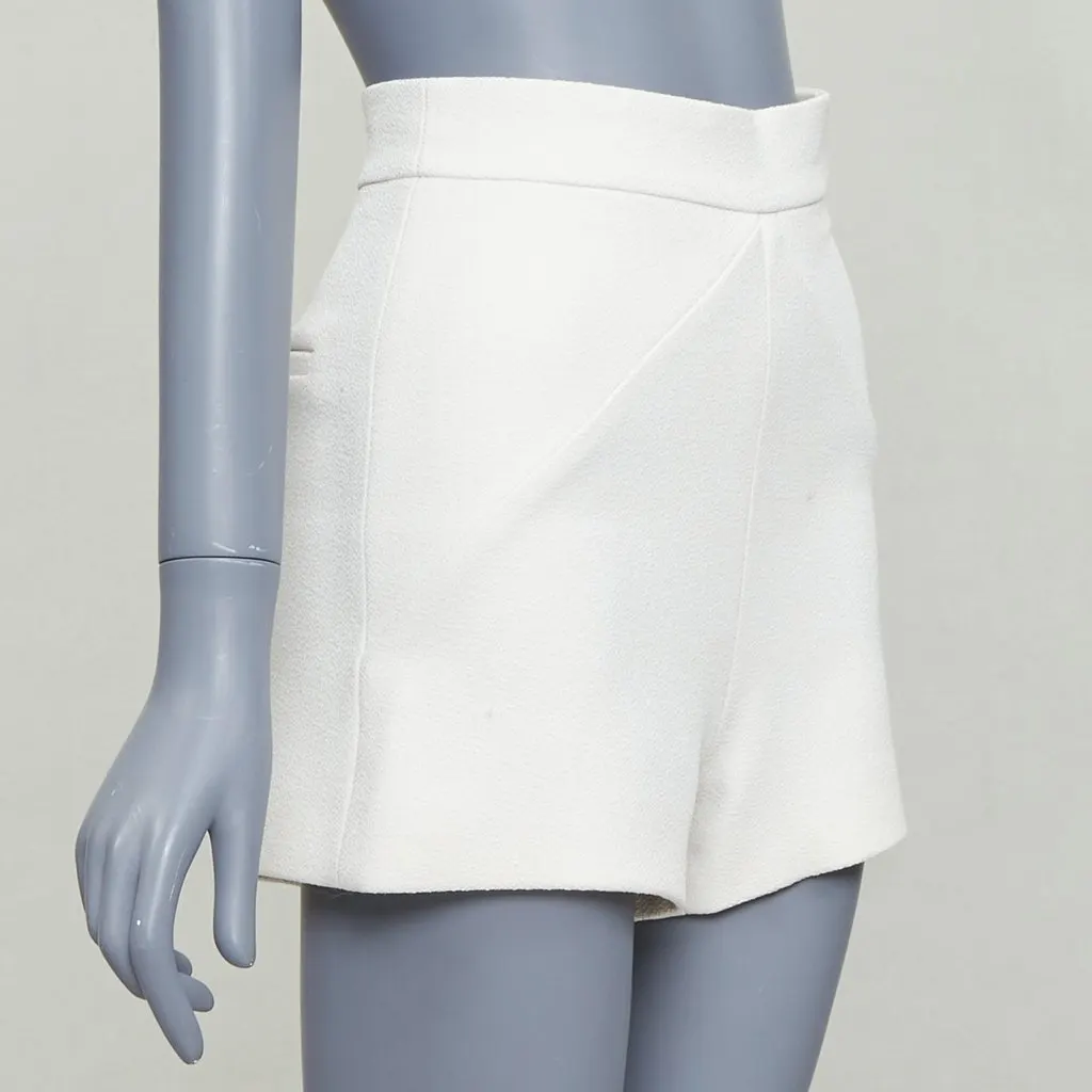 Balenciaga Dart Pleated Shorts Ecru Polyester Fair - Inside View