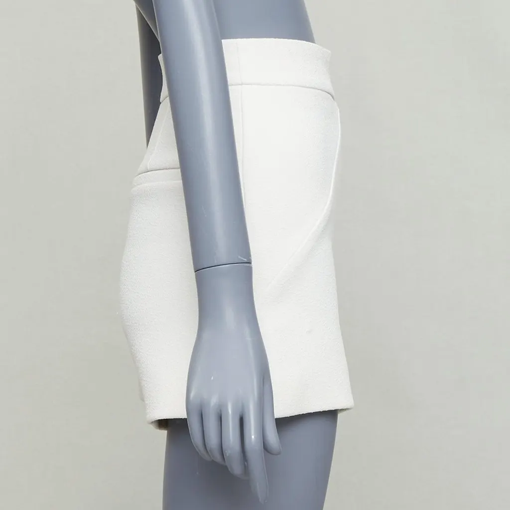 Balenciaga Dart Pleated Shorts Ecru Polyester Fair - Model View