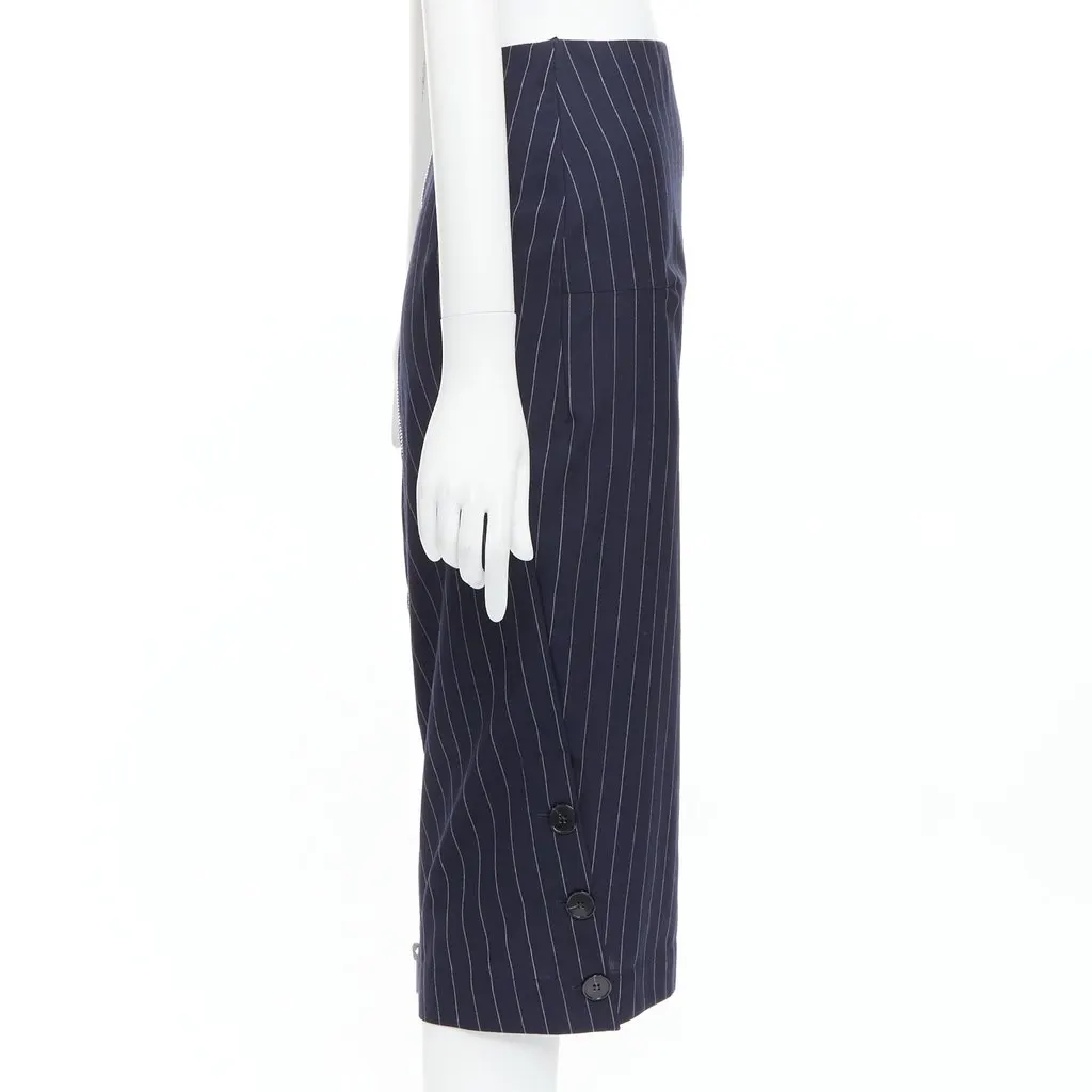 Victoria Beckham Pinstriped Pencil Skirt Navy Wool Very good - Model View