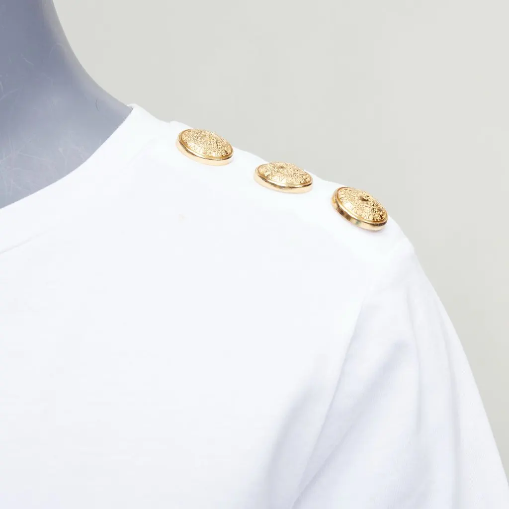 Balmain Gold Foil Logo Tee White Cotton Good - Back View