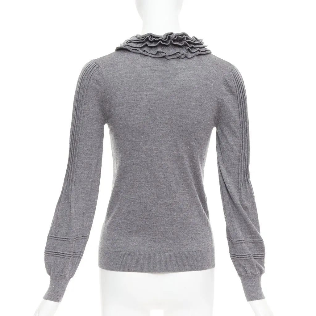 Fendi Ruffle Collar Sweater Grey Wool Fair - Box View
