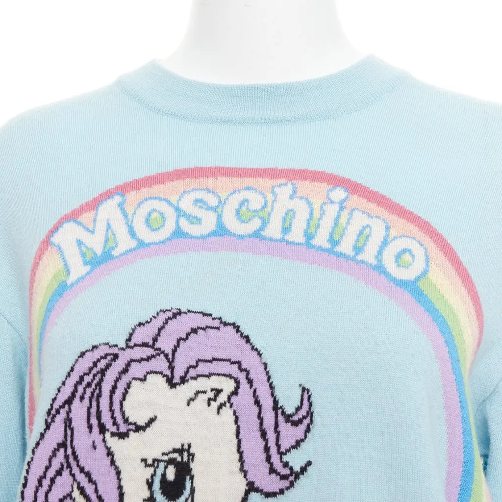Moschino Rainbow Logo Sweater Blue Wool Fair - Back View