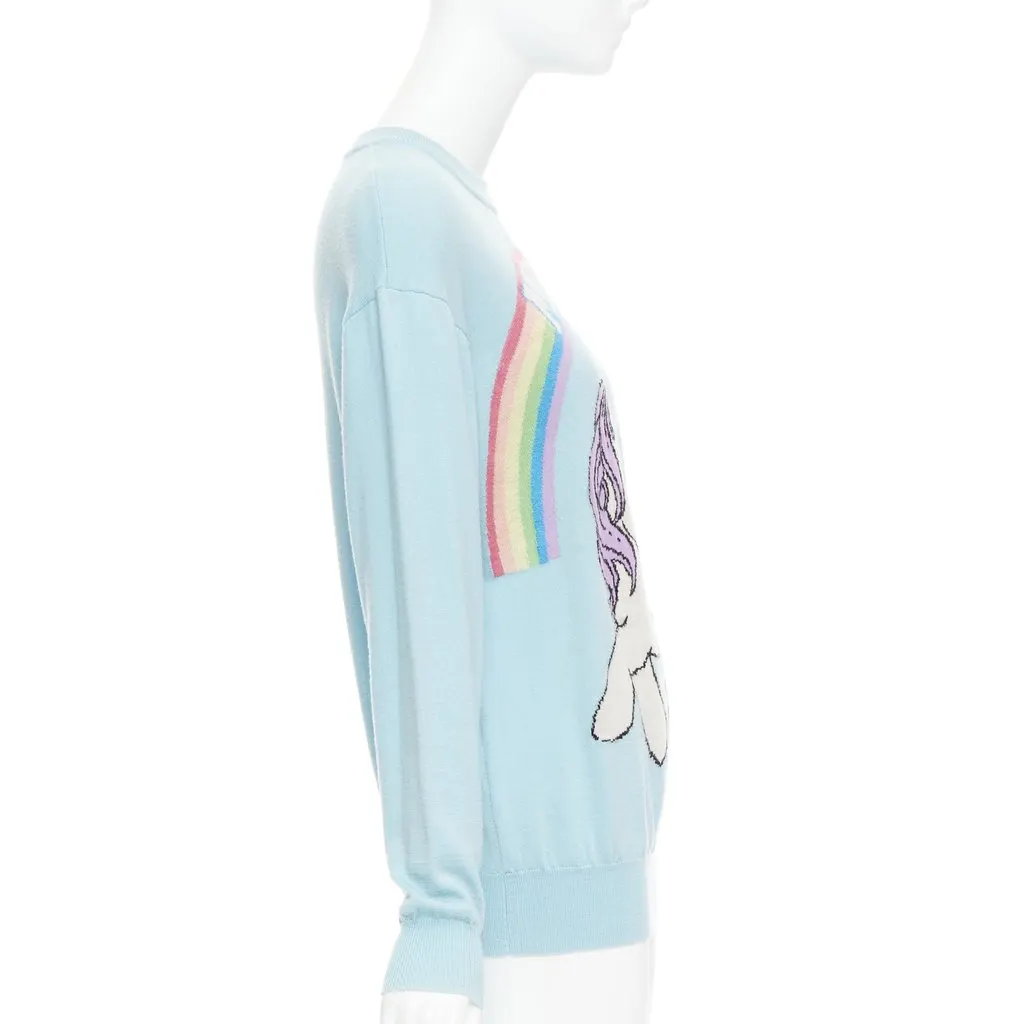Moschino Rainbow Logo Sweater Blue Wool Fair - Model View