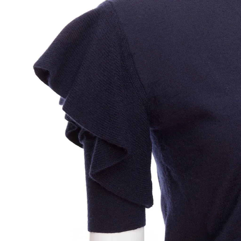 Viktor & Rolf Ruffle Sleeve Cardigan Navy Cashmere Very good - Back View