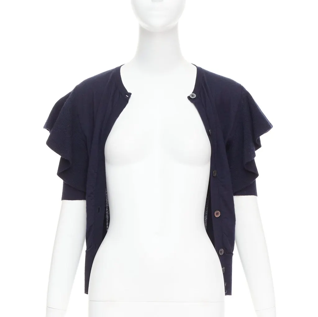 Viktor & Rolf Ruffle Sleeve Cardigan Navy Cashmere Very good - Inside View