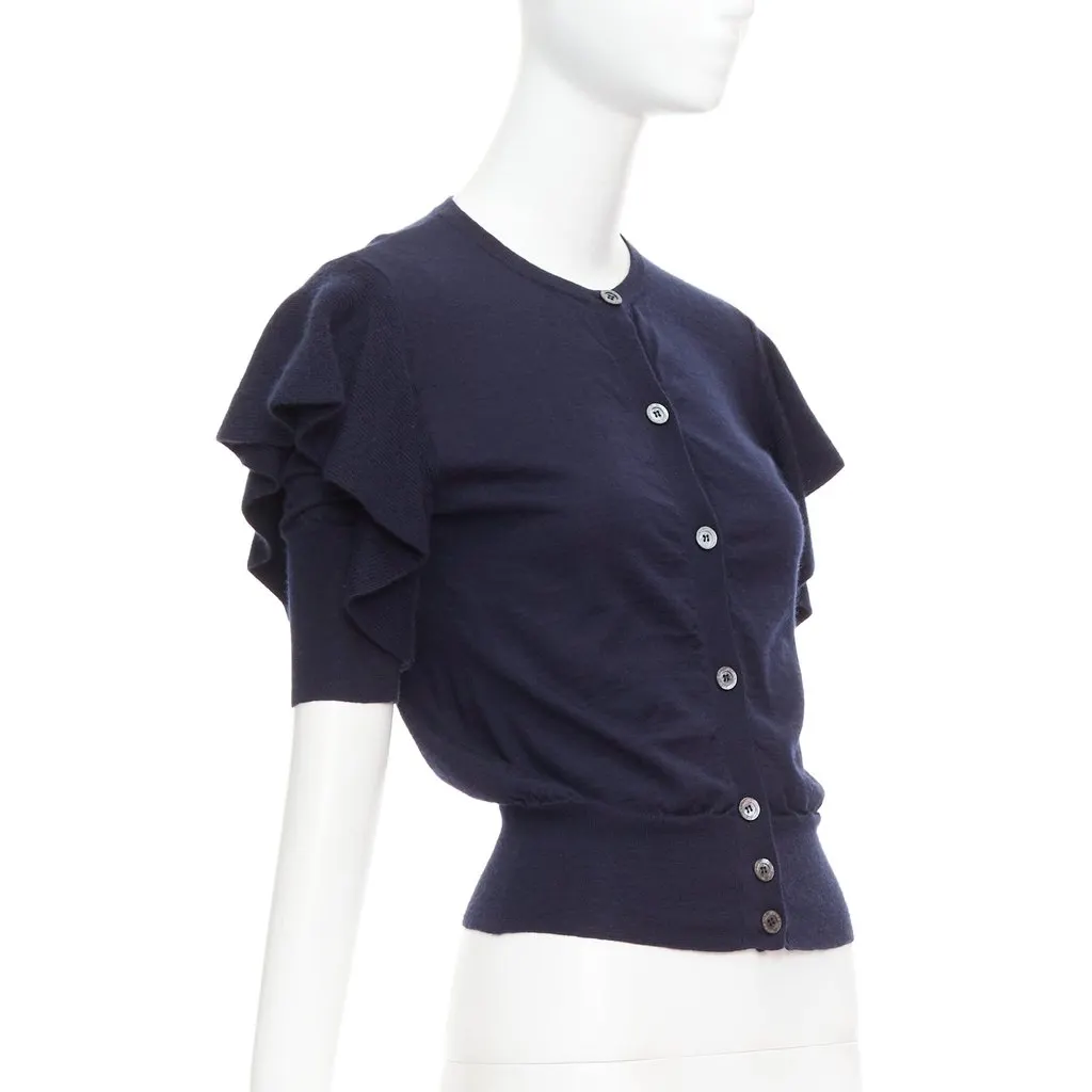 Viktor & Rolf Ruffle Sleeve Cardigan Navy Cashmere Very good - Model View