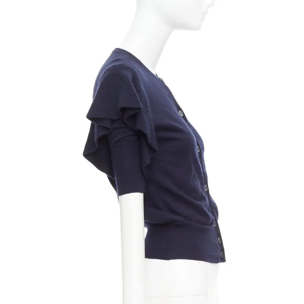 Viktor & Rolf Ruffle Sleeve Cardigan Navy Cashmere Very good - Box View