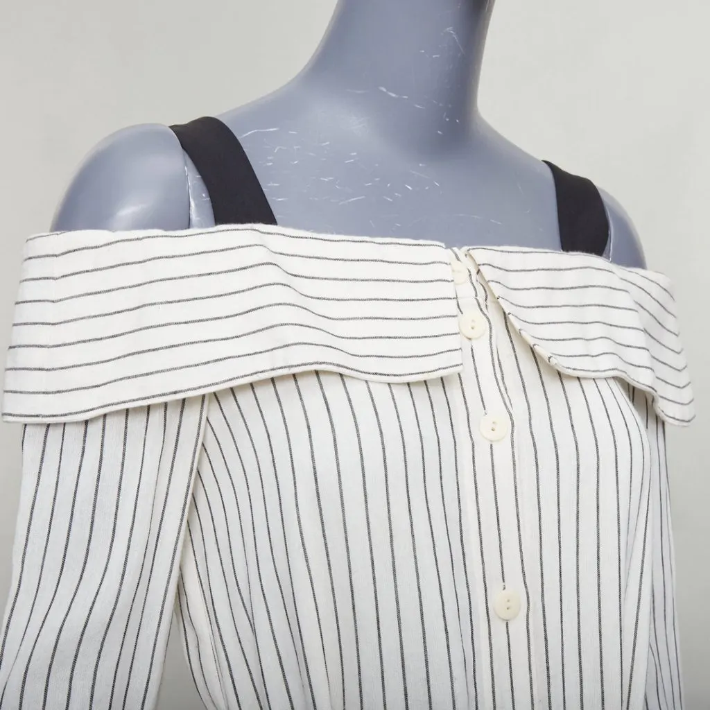 Tibi Pinstriped Tie Dress Ecru Viscose Fair - Back View