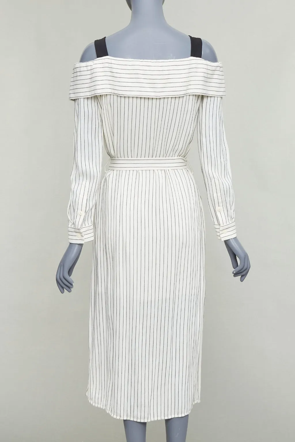 Tibi Pinstriped Tie Dress Ecru Viscose Fair - Box View