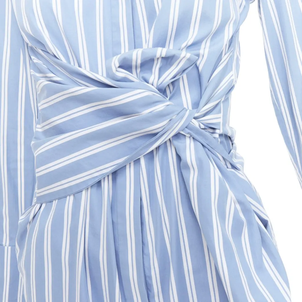 VICTORIA, VICTORIA BECKHAM Striped Shirt Dress Blue Cotton Fair - Back View