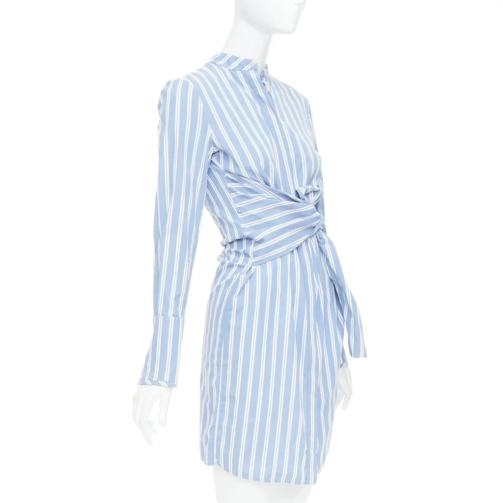VICTORIA, VICTORIA BECKHAM Striped Shirt Dress Blue Cotton Fair - Inside View