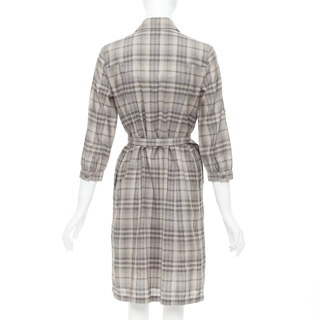 Burberry Cowhide Shirt Dress Beige Cotton Good - Box View