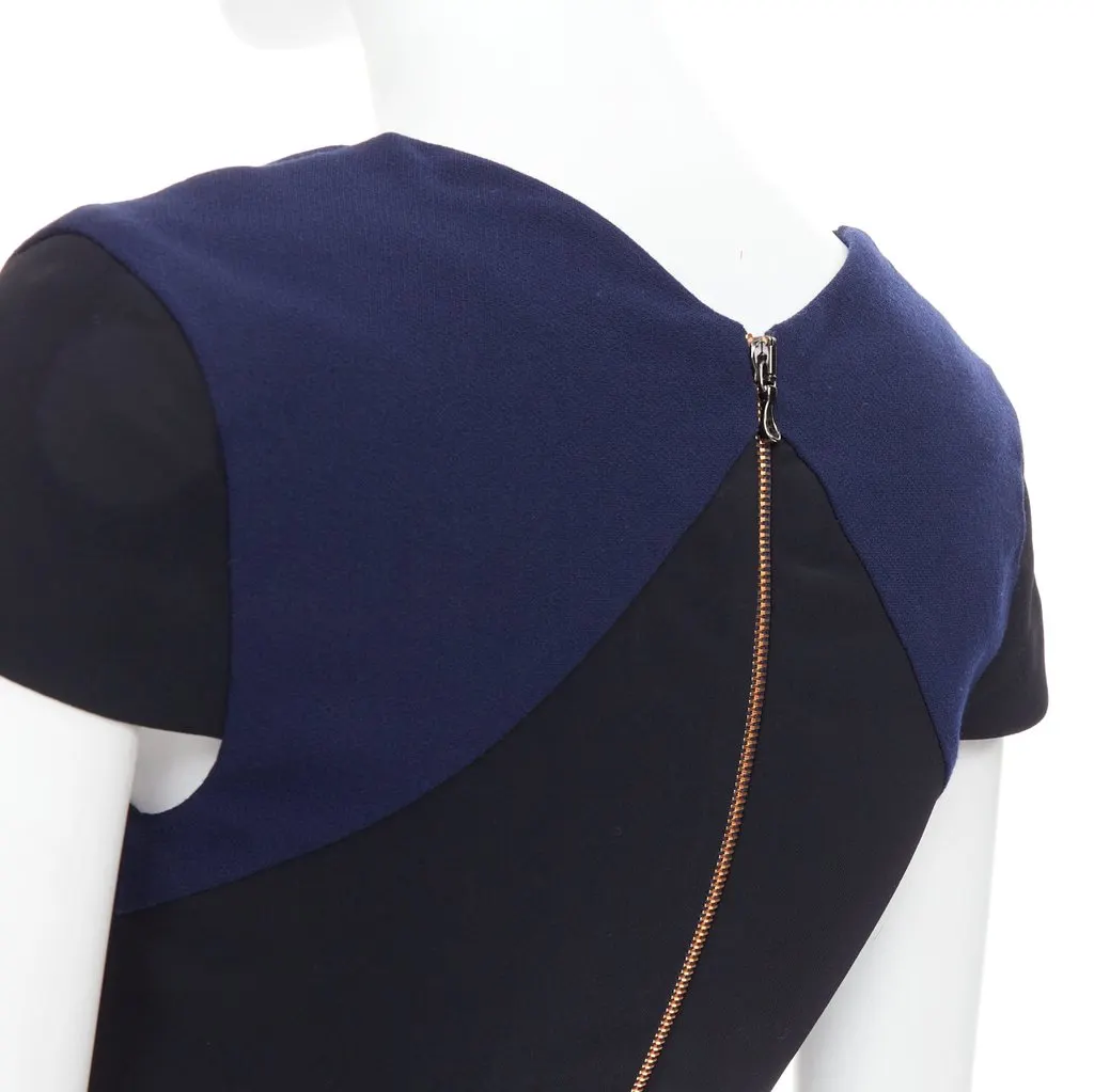 Roland Mouret Asymmetric Shift Dress Black Wool Fair - Back View