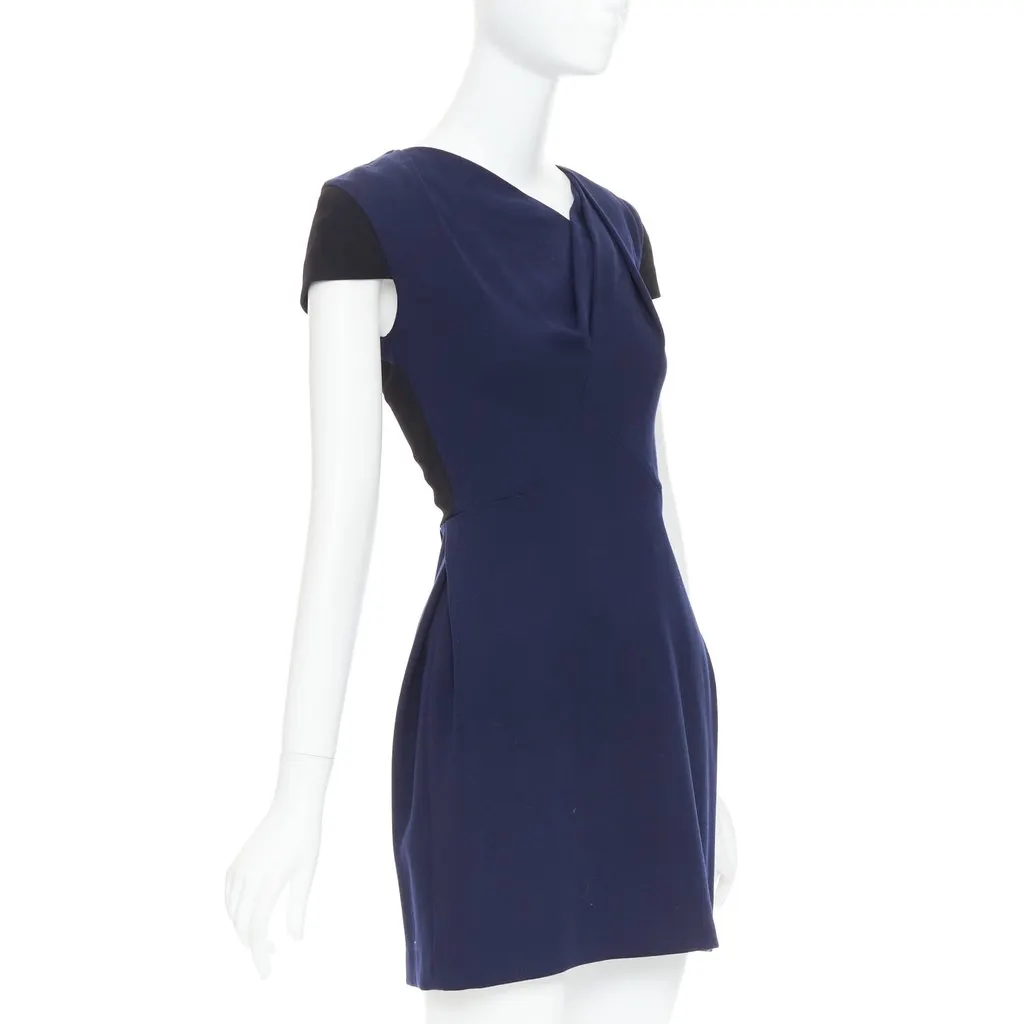 Roland Mouret Asymmetric Shift Dress Black Wool Fair - Inside View
