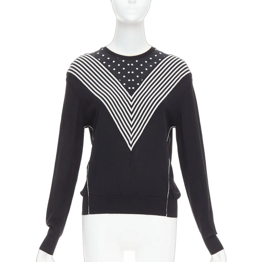 Stella McCartney Silk Trim Sweater Black Wool Very good - Front View
