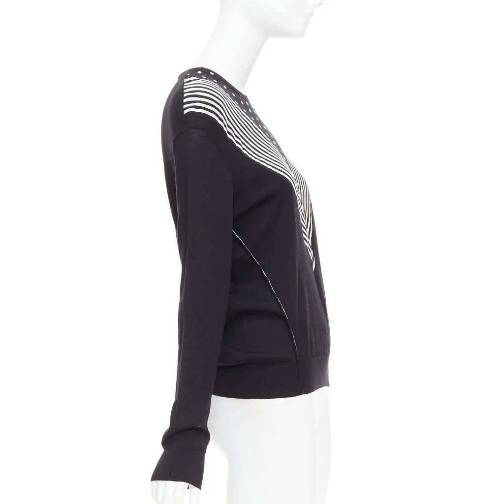 Stella McCartney Silk Trim Sweater Black Wool Very good - Model View