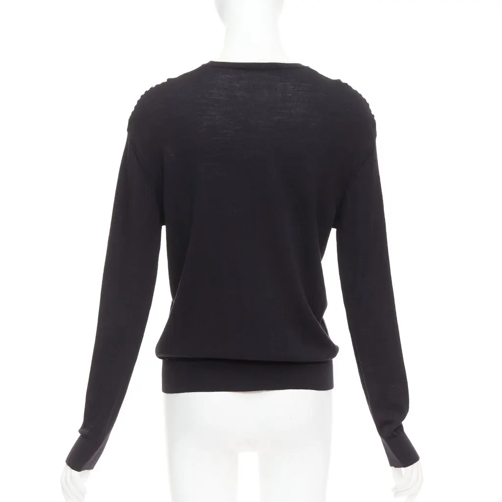 Stella McCartney Silk Trim Sweater Black Wool Very good - Box View