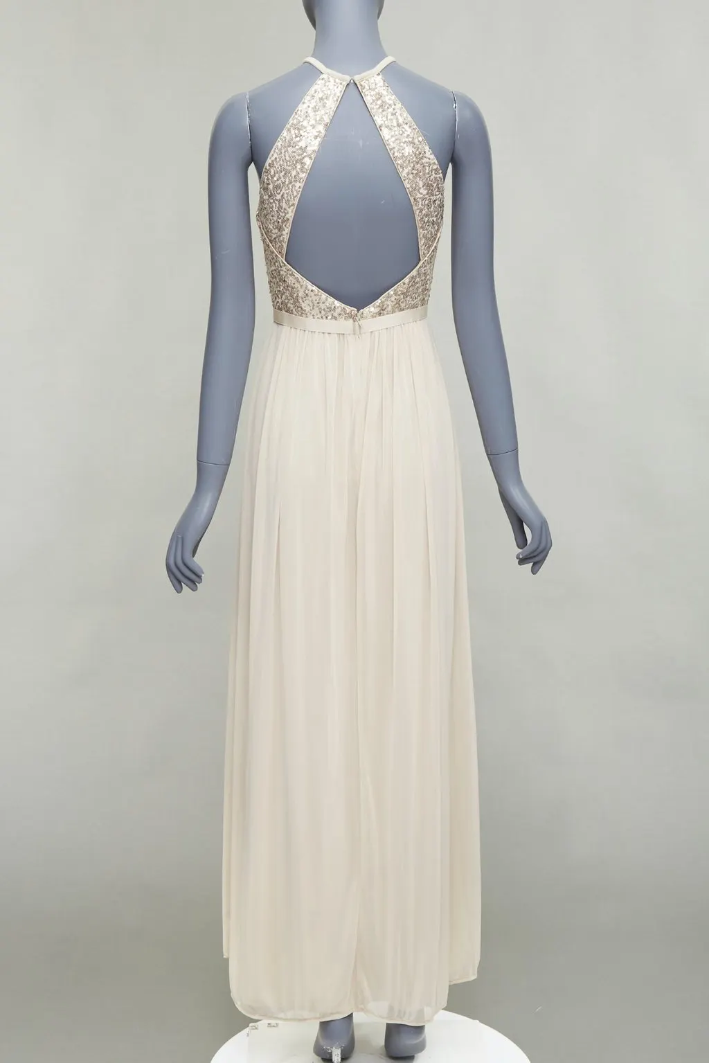 David's Bridal Sequin Goddess Dress Gold Polyester Good - Box View
