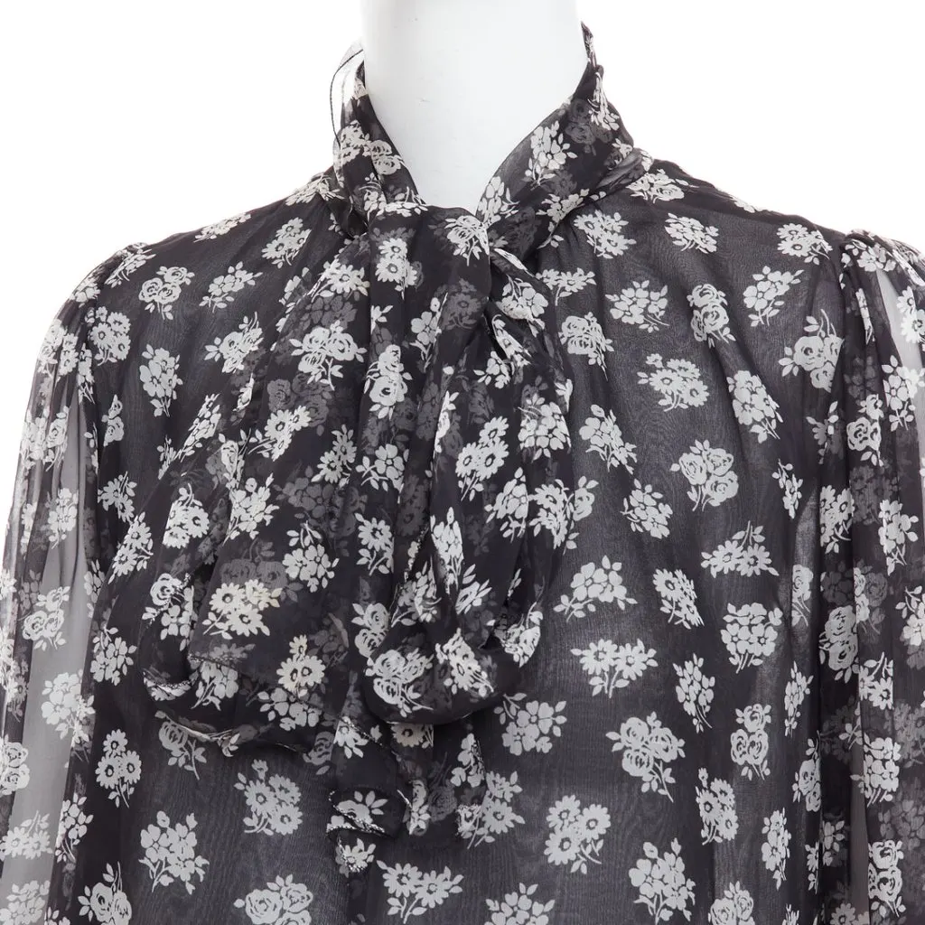 Dolce & Gabbana Floral Sheer Dress Black Silk Fair - Back View