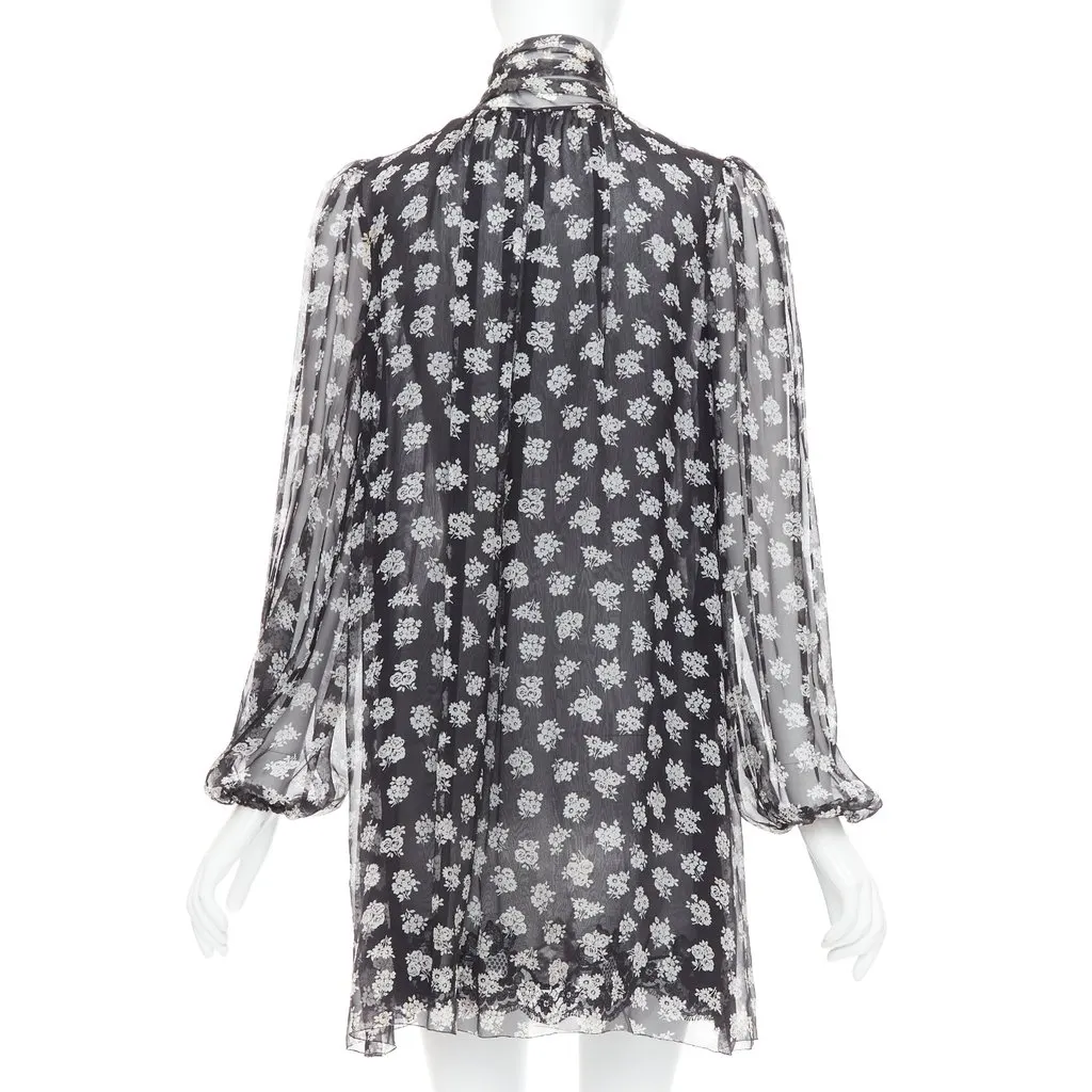 Dolce & Gabbana Floral Sheer Dress Black Silk Fair - Box View