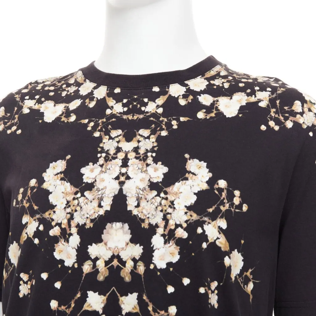Givenchy Floral Print Tee Black Cotton Very good - Back View