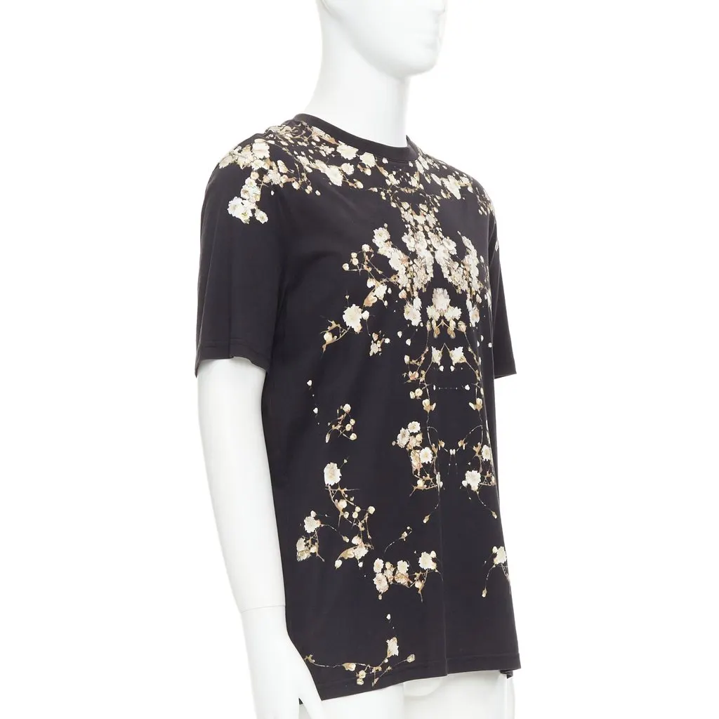 Givenchy Floral Print Tee Black Cotton Very good - Inside View
