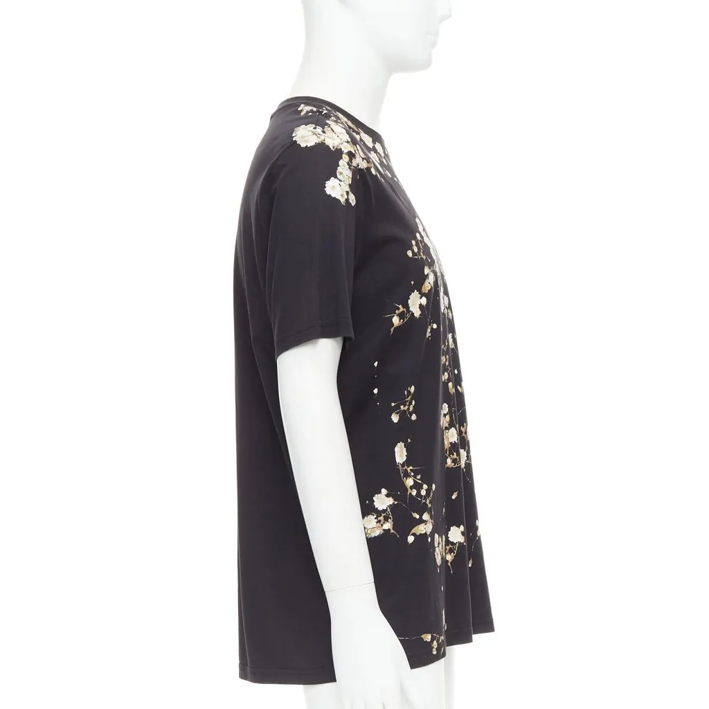 Givenchy Floral Print Tee Black Cotton Very good - Model View