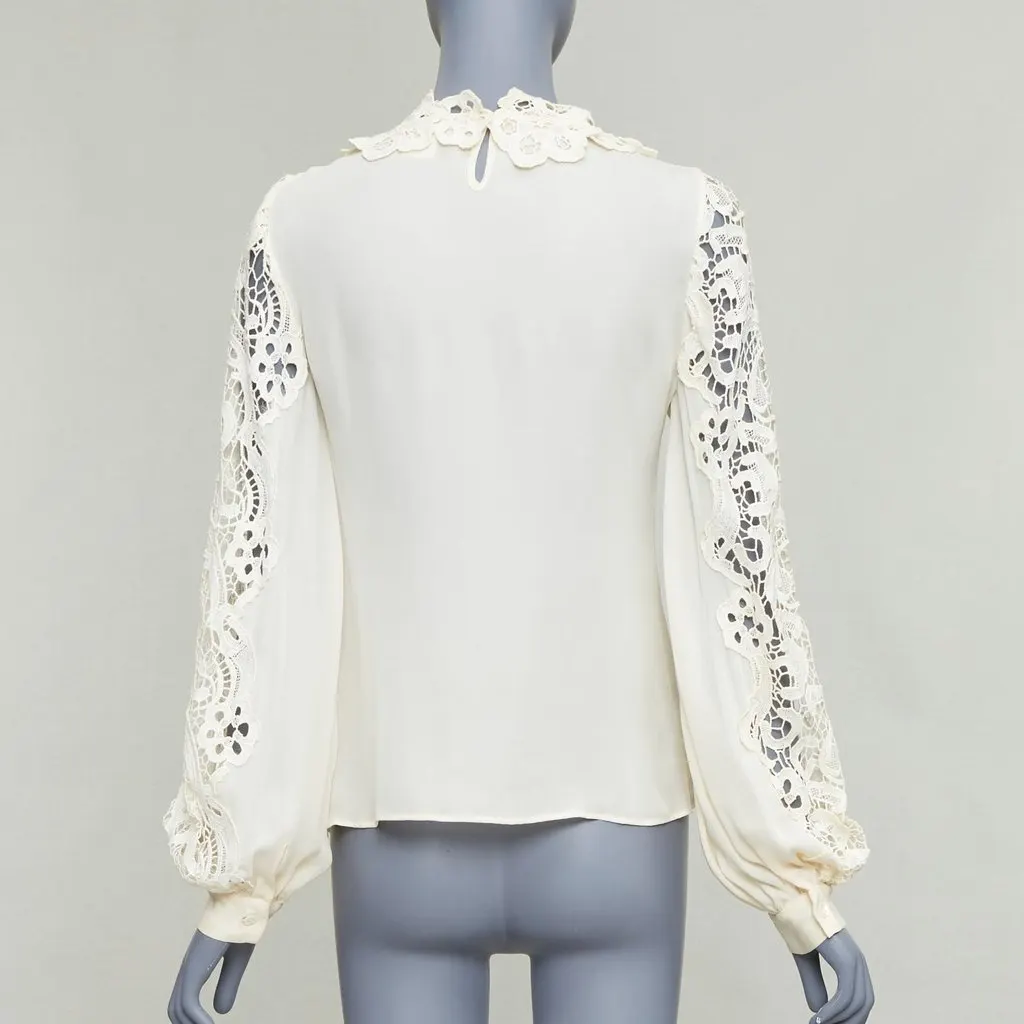 Oscar de la Renta Floral Lace Blouse Ecru Silk Fair - Box View