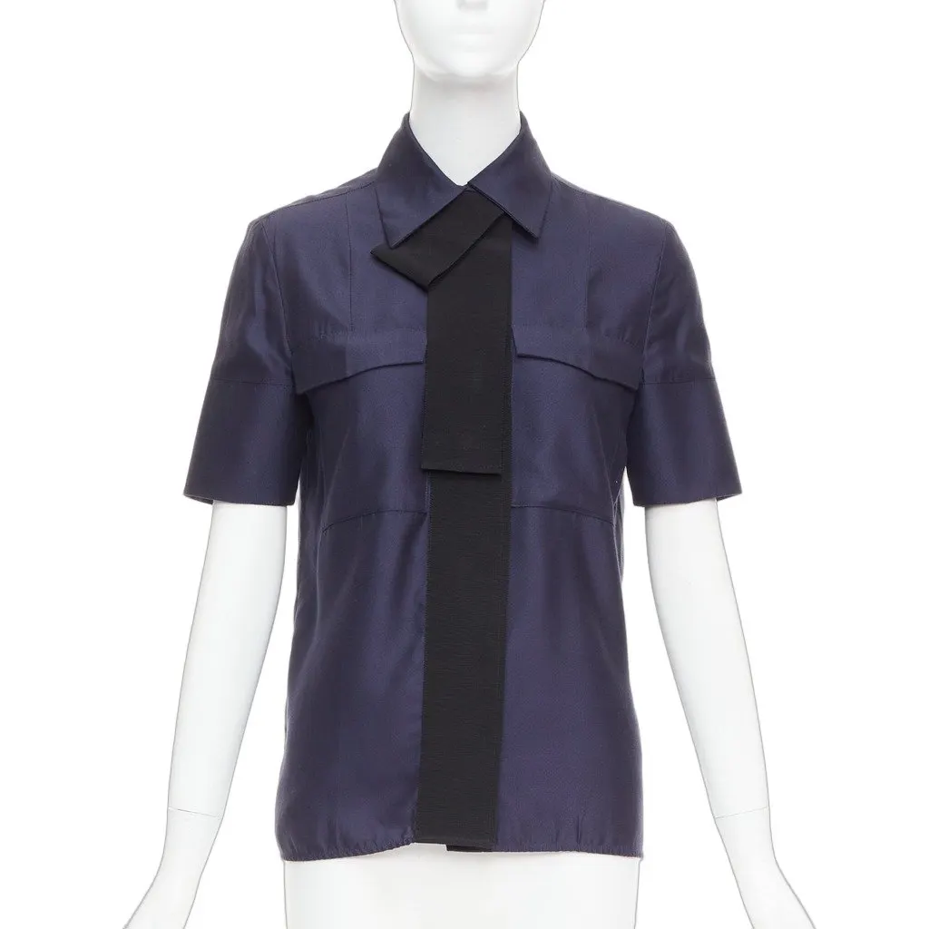 VICTORIA, VICTORIA BECKHAM Boxy Utility Shirt Navy Viscose Very good - Front View
