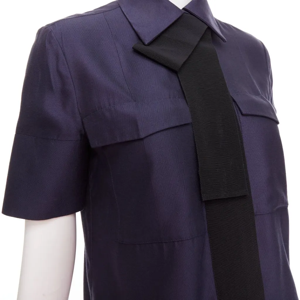 VICTORIA, VICTORIA BECKHAM Boxy Utility Shirt Navy Viscose Very good - Back View