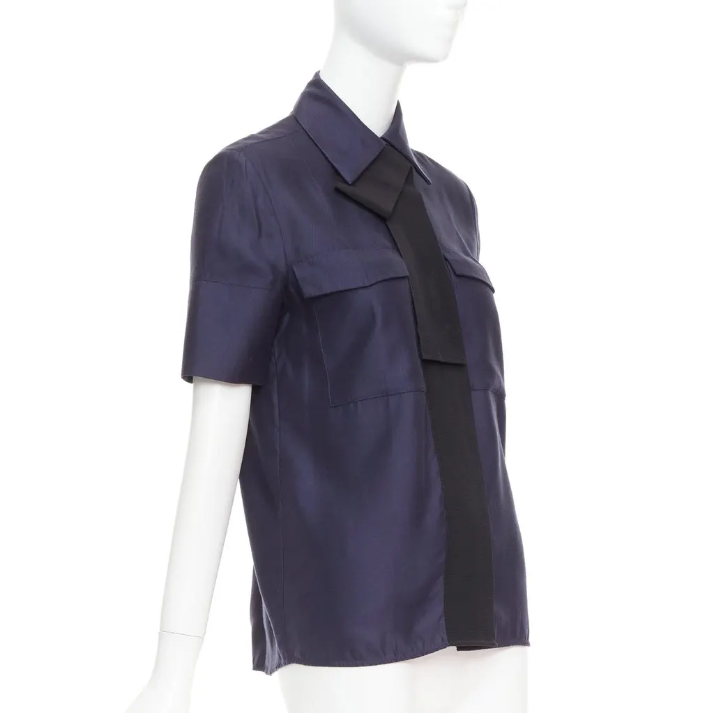 VICTORIA, VICTORIA BECKHAM Boxy Utility Shirt Navy Viscose Very good - Inside View
