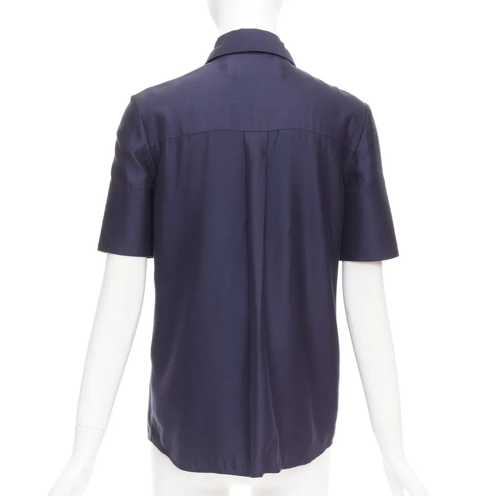 VICTORIA, VICTORIA BECKHAM Boxy Utility Shirt Navy Viscose Very good - Box View